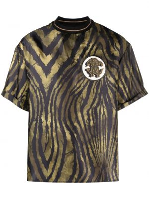 Jedwabna koszulka z nadrukiem w tygrysie prążki Roberto Cavalli