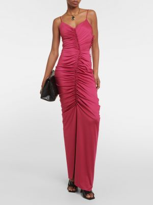 Длинное платье из джерси Victoria Beckham розовое