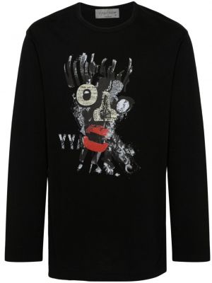 T-shirt aus baumwoll mit print Yohji Yamamoto schwarz
