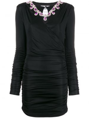 Коктейлна рокля с кристали Moschino черно