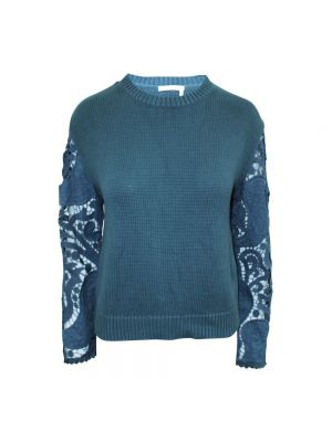 Sweter z haftem See By Chloe, niebieski