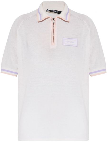 Strikket poloshirt Versace hvid