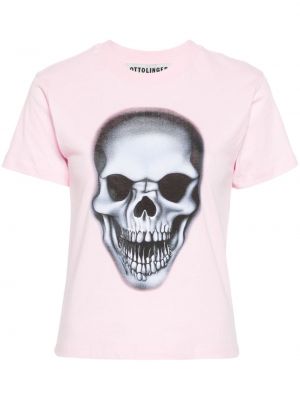Bavlněné tričko s potiskem Ottolinger růžové