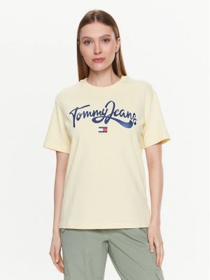 Relaxed топ Tommy Jeans жълто