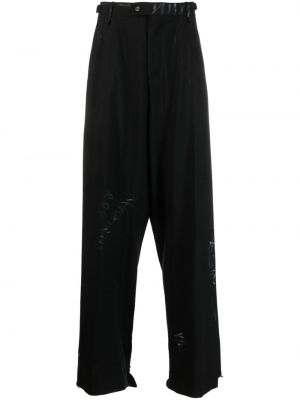 Vlnené nohavice s potlačou Balenciaga čierna