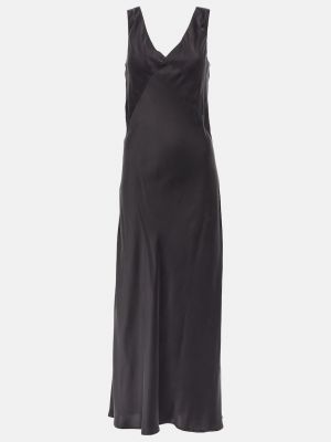 Черное атласное платье Asceno