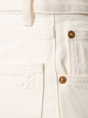 Bavlnené džínsy s rovným strihom Tory Burch biela