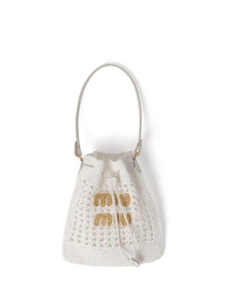 Τσάντα από λυγαριά Miu Miu λευκό