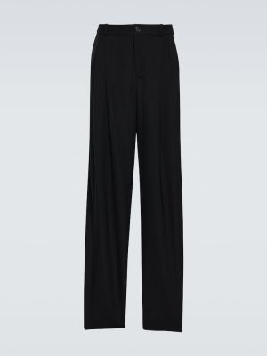 Vlněné klasické kalhoty relaxed fit Saint Laurent černé