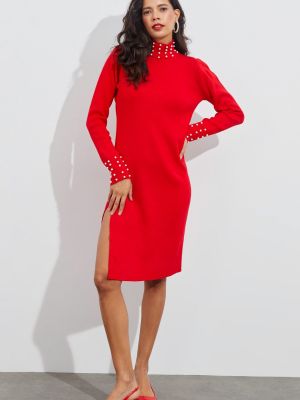 Midi šaty s perlami Cool & Sexy červené