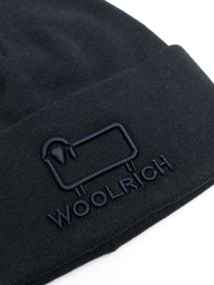 Haftowana czapka Woolrich niebieska