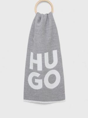 Шерстяной шарф Hugo серый