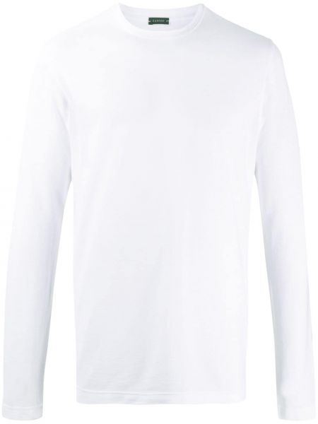 Bavlněné tričko s dlouhými rukávy Zanone bílé