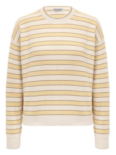 Хлопковый пуловер Brunello Cucinelli желтый