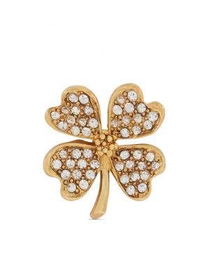 Kolczyki w kwiatki z kryształkami Oscar De La Renta złote
