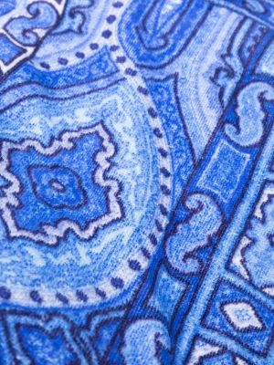 Szlafrok bawełniany z nadrukiem Etro Home niebieski