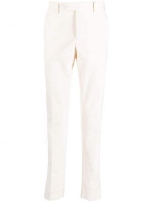 Bavlněné slim fit rovné kalhoty Luigi Bianchi Mantova bílé