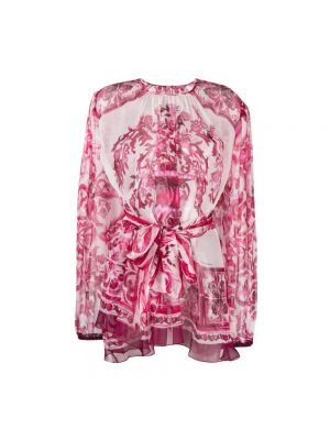 Jedwabna bluzka Dolce And Gabbana różowa