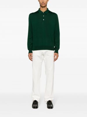 Vilnonis siuvinėtas polo marškinėliai Gucci žalia
