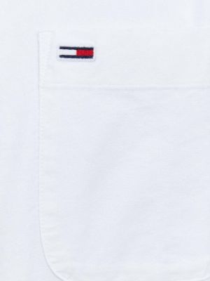 Koszula jeansowa na guziki bawełniana puchowa Tommy Jeans biała