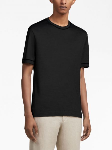 Hedvábné tričko Zegna černé