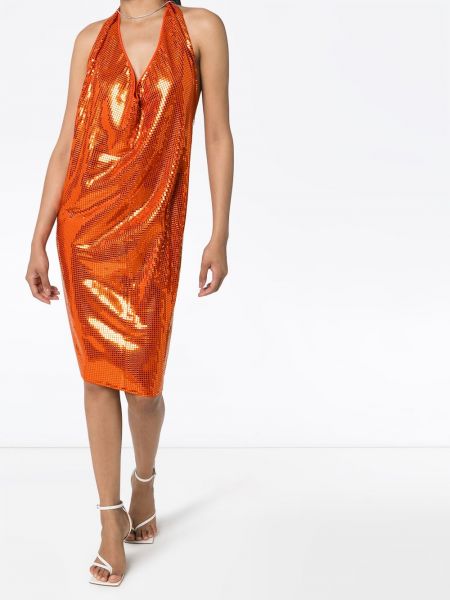 Mini šaty Bottega Veneta oranžové