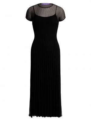 Черное плиссированное платье миди Ralph Lauren Collection
