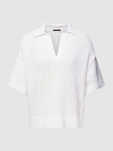 Dzianinowa bluzka z dekoltem w serek Windsor biała