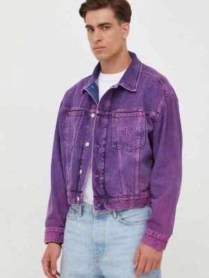 Džínová bunda Calvin Klein Jeans fialová