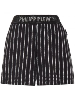 Bombažne kratke hlače s kristali Philipp Plein črna
