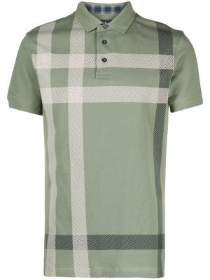 Kockované bavlnené tričko s potlačou na gombíky Barbour - zelená