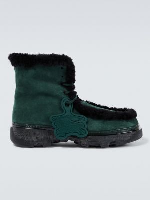 Замшевые ботинки Burberry зеленые
