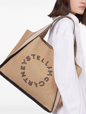 Shopper kabelka s výšivkou Stella Mccartney béžová