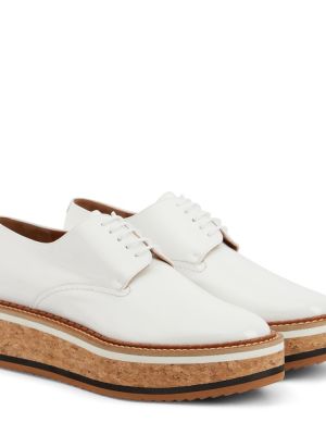 Kožne brogue cipele Clergerie bijela
