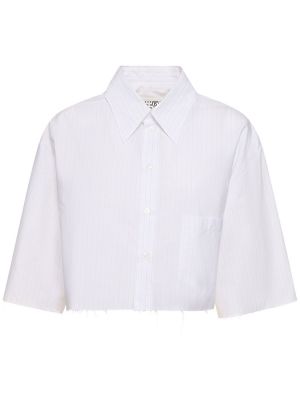 Bombažna srajca s črtami Mm6 Maison Margiela bela