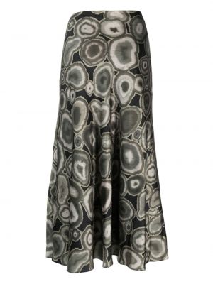 Midi sukně s potiskem s abstraktním vzorem Nehera zelené
