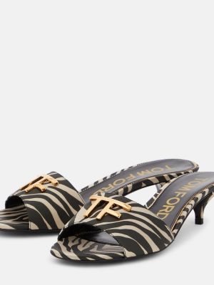 Sandales à imprimé à imprimé léopard Tom Ford noir