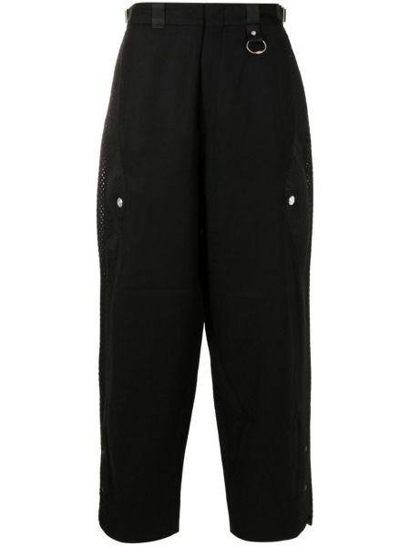 Μάλλινο παντελόνι σε φαρδιά γραμμή από διχτυωτό Pace μαύρο