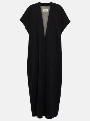 Памучна миди рокля с v-образно деколте Mm6 Maison Margiela черно