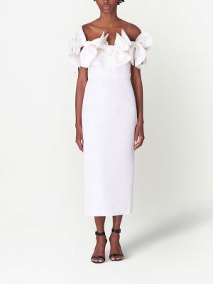 Midi šaty s mašlí Carolina Herrera bílé