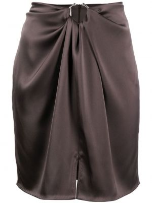 Saténové mini sukně na zip z polyesteru Nanushka - hnědá