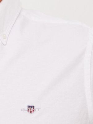 Pamučna košulja s gumbima slim fit Gant bijela