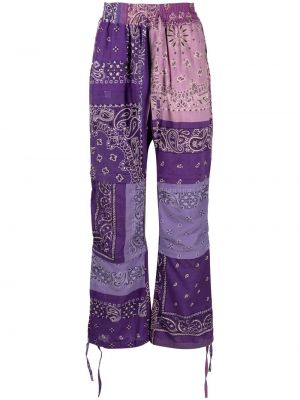 Pantaloni cu picior drept cu imagine Readymade violet