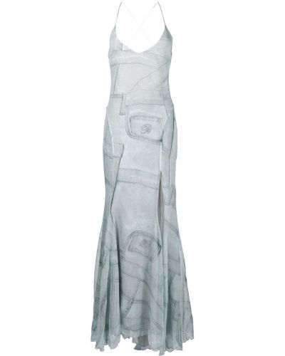 Abendkleid mit rückenausschnitt mit print Blumarine blau