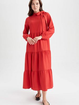 Dlouhé šaty s dlhými rukávmi Defacto červená