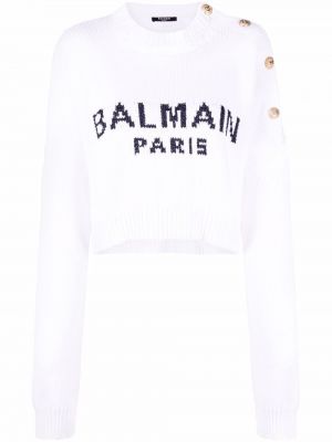 Укороченный пуловер Balmain, белый