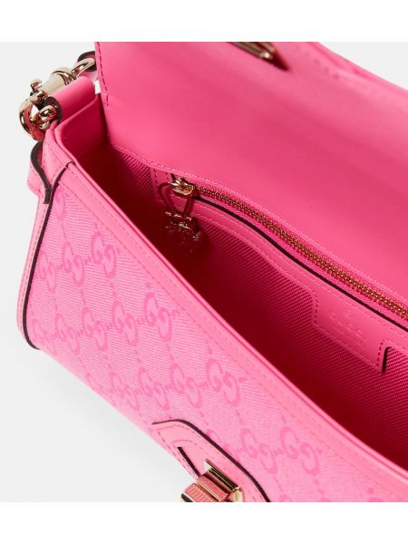 Usnjena crossbody torbica Gucci roza