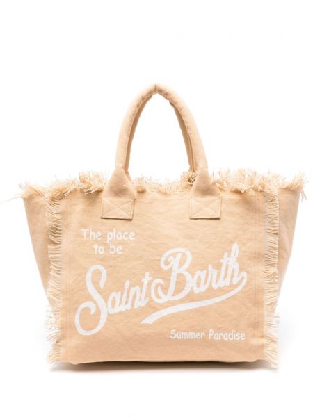 Плажна чанта с ресни Mc2 Saint Barth бежово