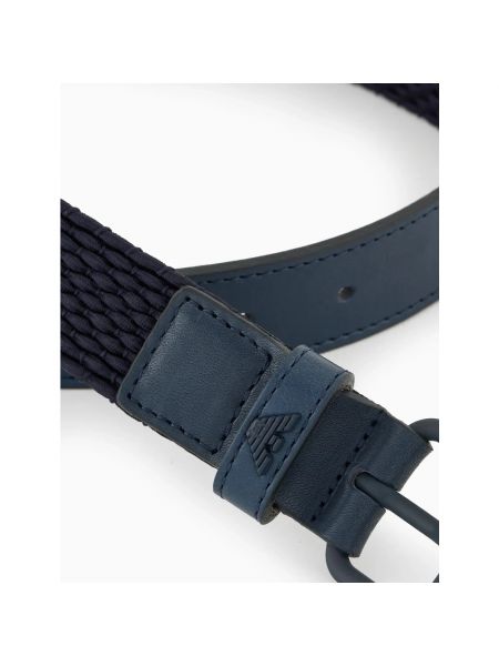 Cinturón de cuero con hebilla con trenzado Emporio Armani azul