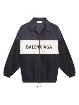 Нейлоновая джинсовая куртка на молнии Balenciaga черная